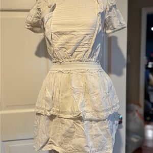 Scotch & Soda Cream Mini Dress with Ruffles